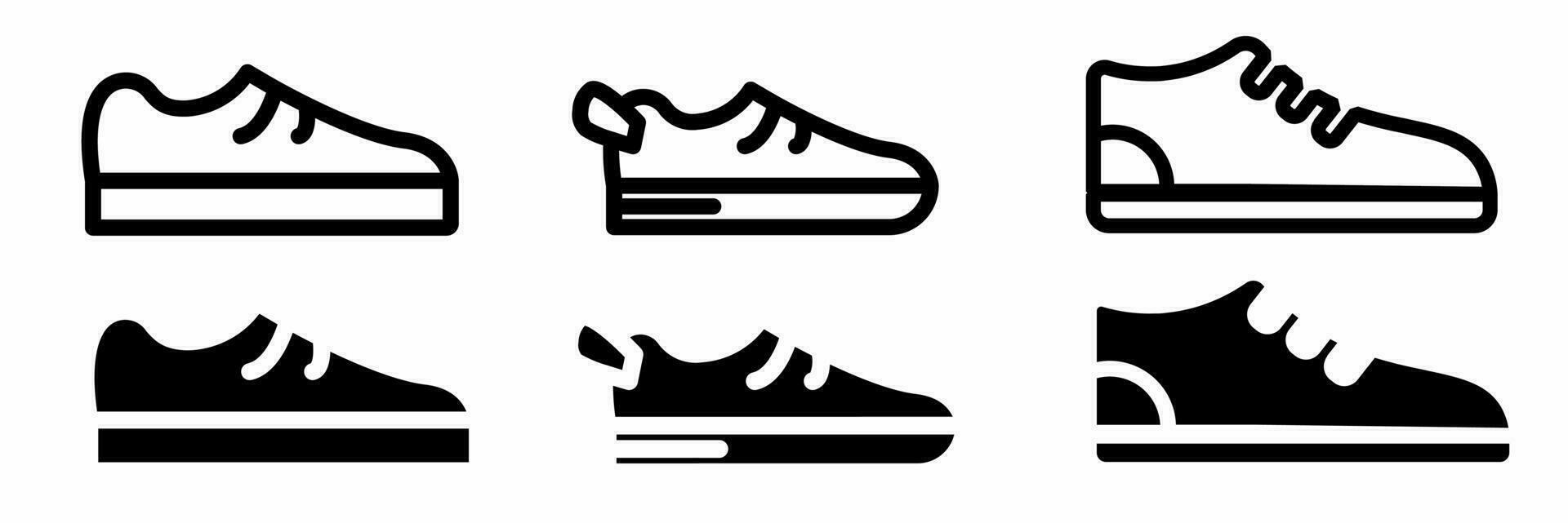Schuh Symbol Satz. Schuhe schwarz und Weiß Illustration. Lager Vektor. vektor