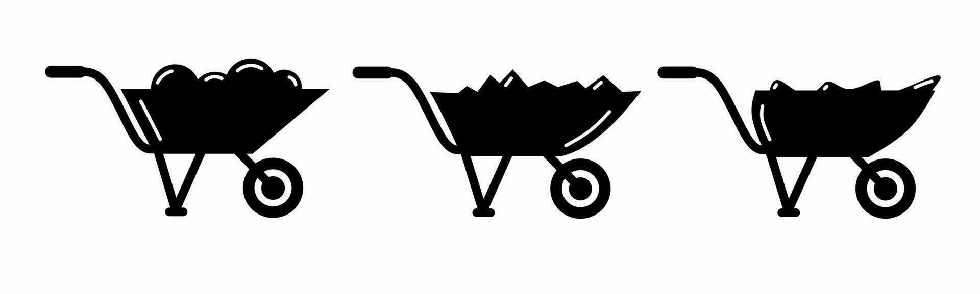 Konstruktion Wagen Symbol Satz. Konstruktion Wagen schwarz und Weiß Illustration. Lager Vektor. vektor