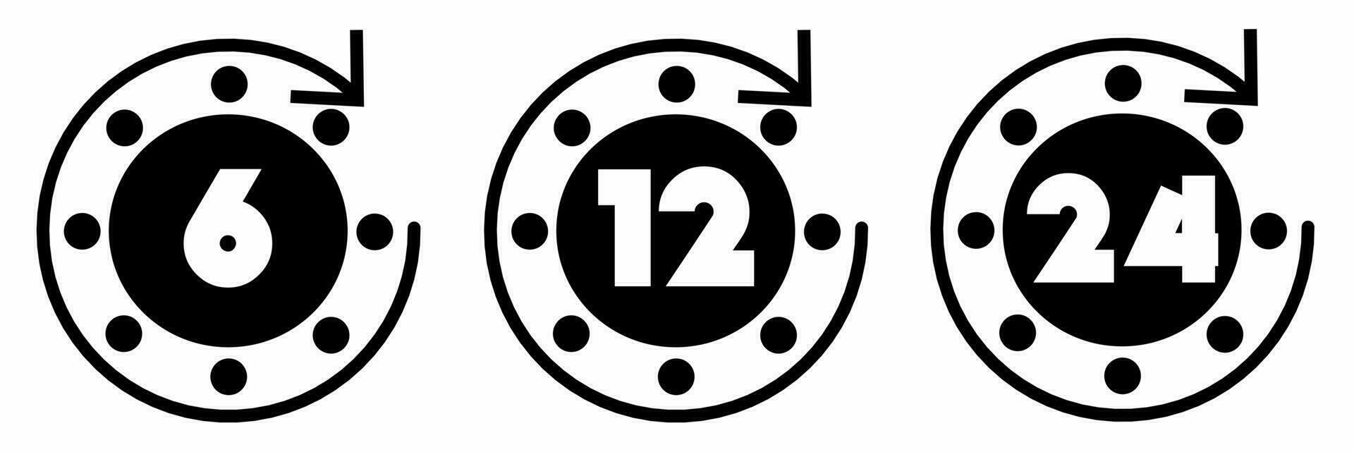 Timer Symbol Satz. Timer schwarz und Weiß Illustration. Lager Vektor. vektor