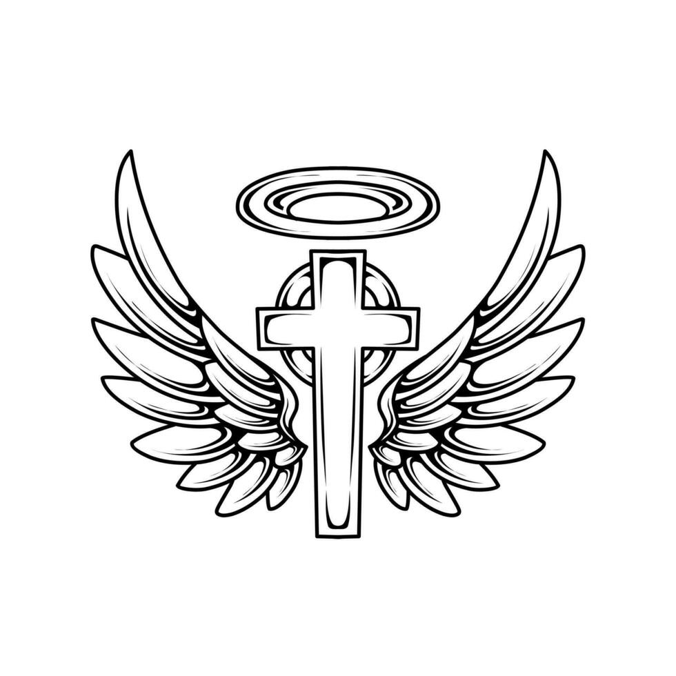 vektor korsa med ängel vingar stam- tatuering