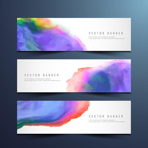 Abstrakt vattenfärg banners uppsättning vektor