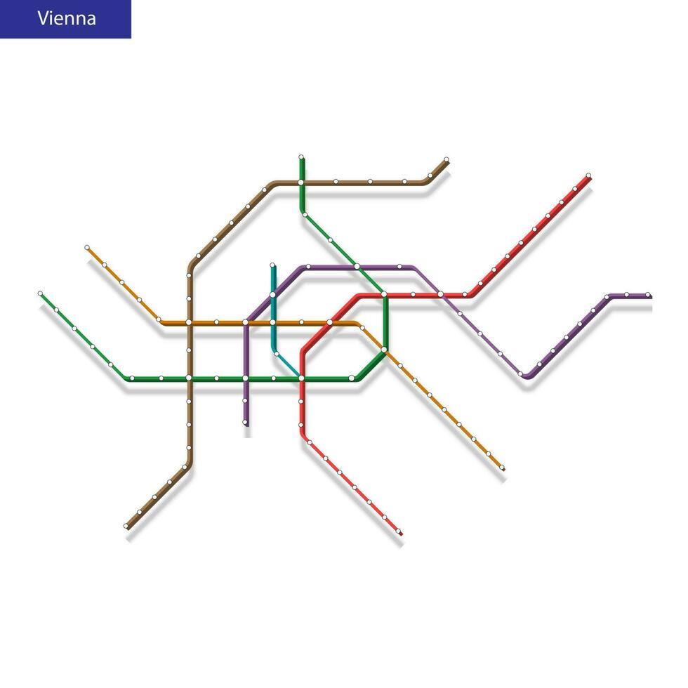 3d isometrisch Karte von das Wien Metro U-Bahn vektor