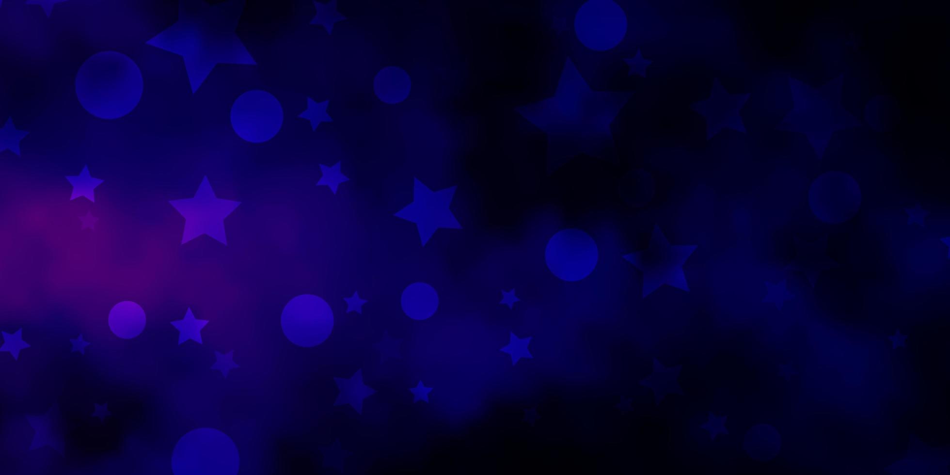 mörkrosa blå vektor mönster med cirklar stjärnor illustration med uppsättning färgglada abstrakta sfärer stjärnor mönster för trendiga tyg tapeter