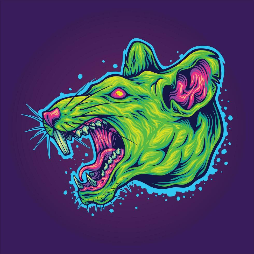 gruselig Ratte geleitet Monster- gefüllt mit Wut Vektor Abbildungen zum Ihre Arbeit Logo, Fan-Shop T-Shirt, Aufkleber und Etikette Entwürfe, Poster, Gruß Karten Werbung Geschäft Unternehmen