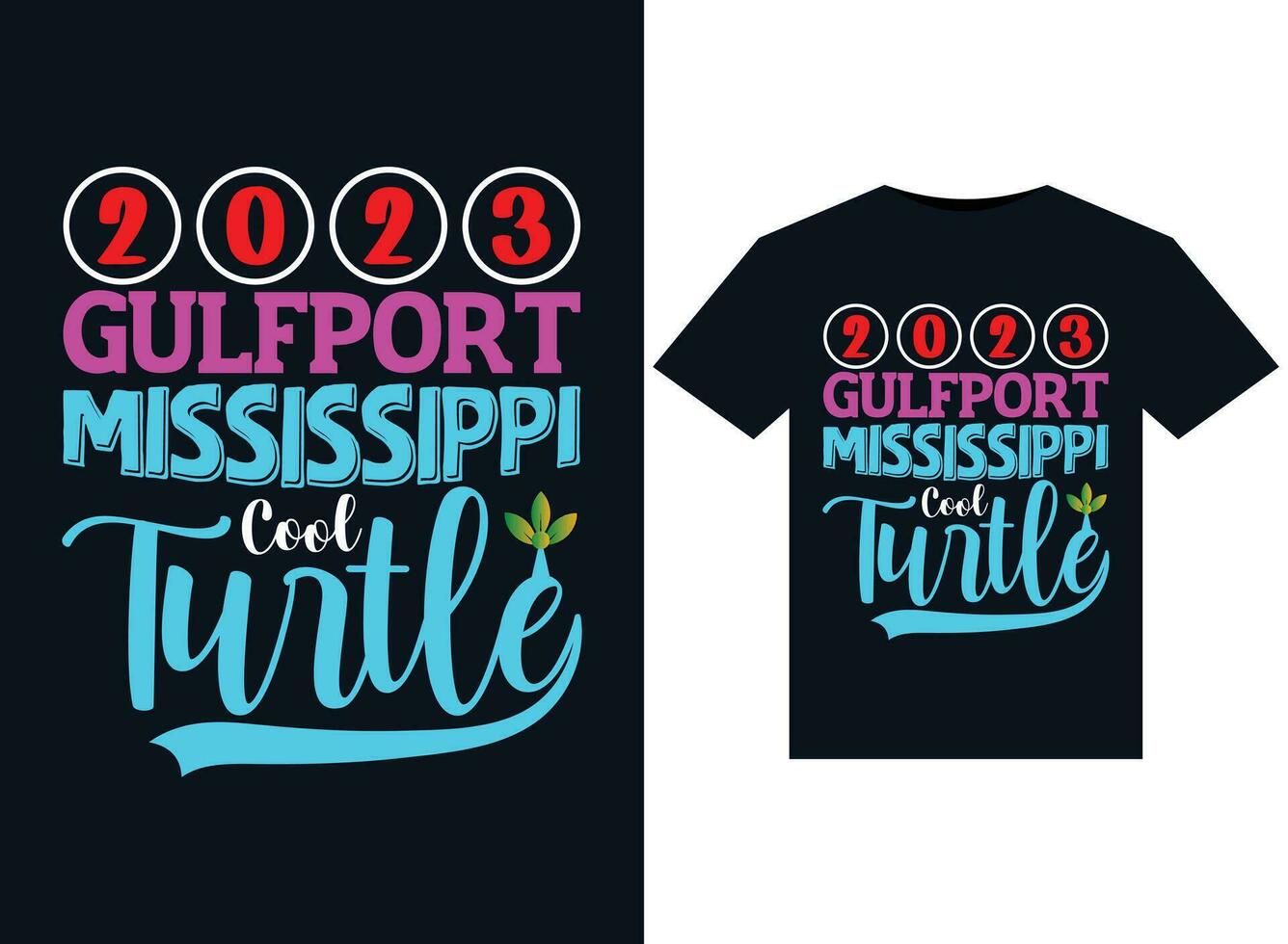 2023 Golfhafen Mississippi cool Schildkröte Abbildungen zum druckfertig T-Shirts Design vektor