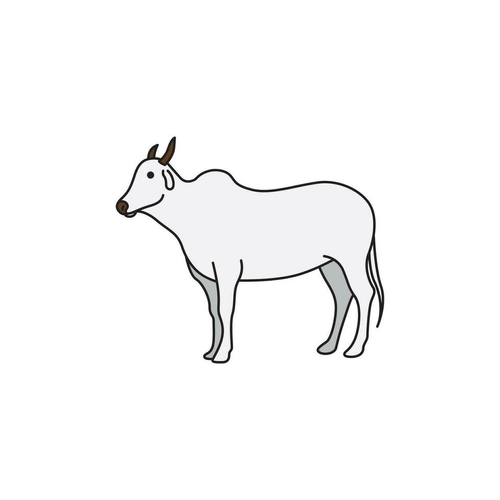 bild av en behornad ko är vit och enkel vektor