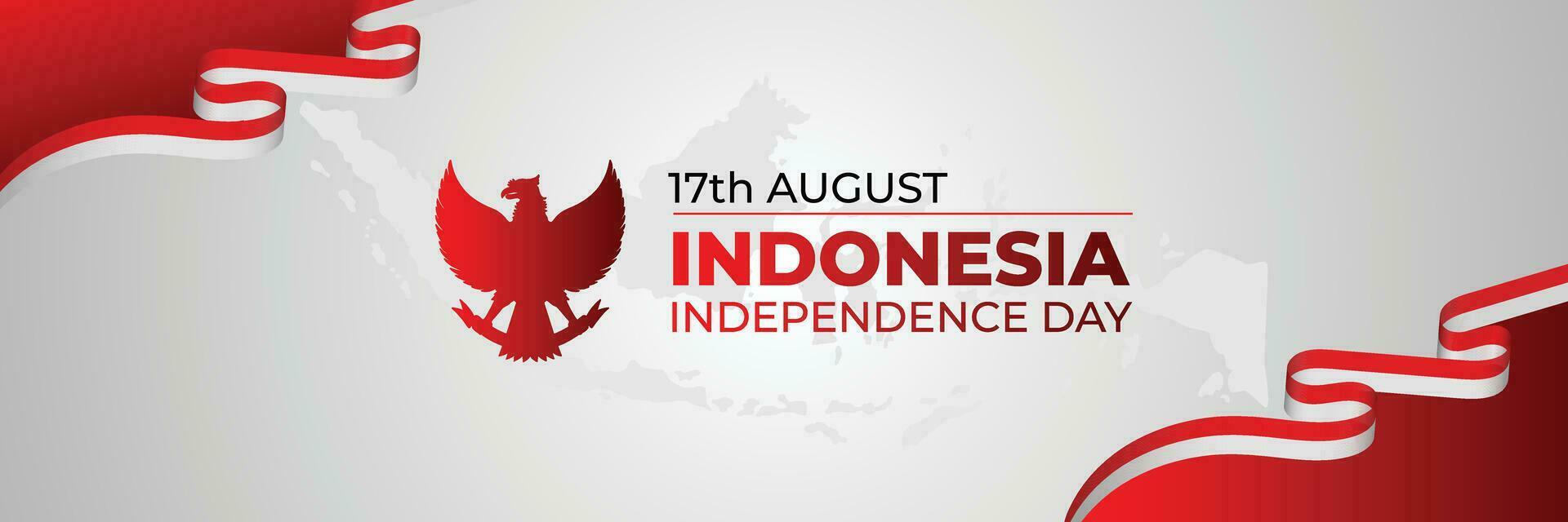 indonesien oberoende dag med vinka flagga vektor