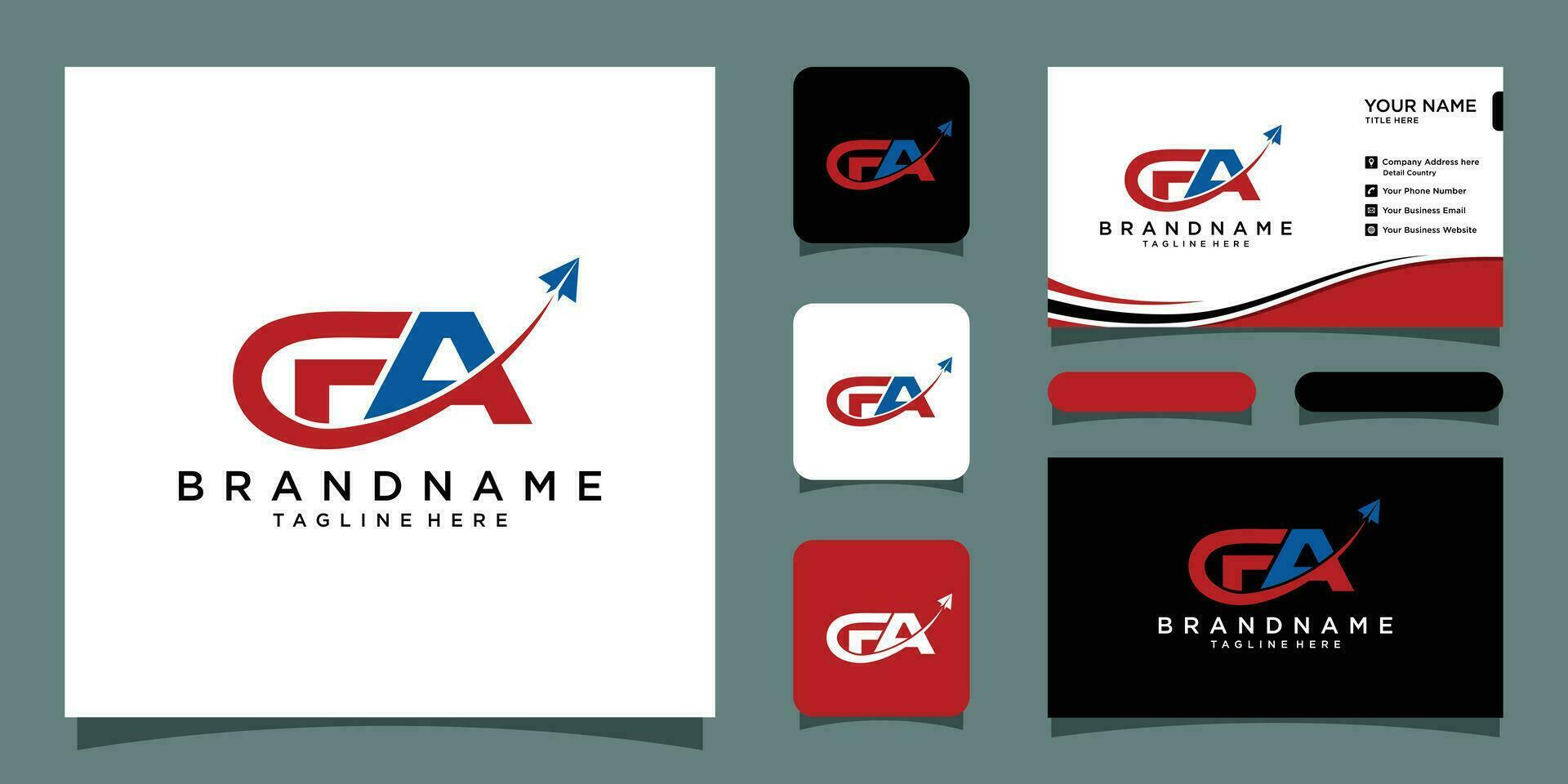 första fa logotyp monogram design mall med företag kort design premie vektor