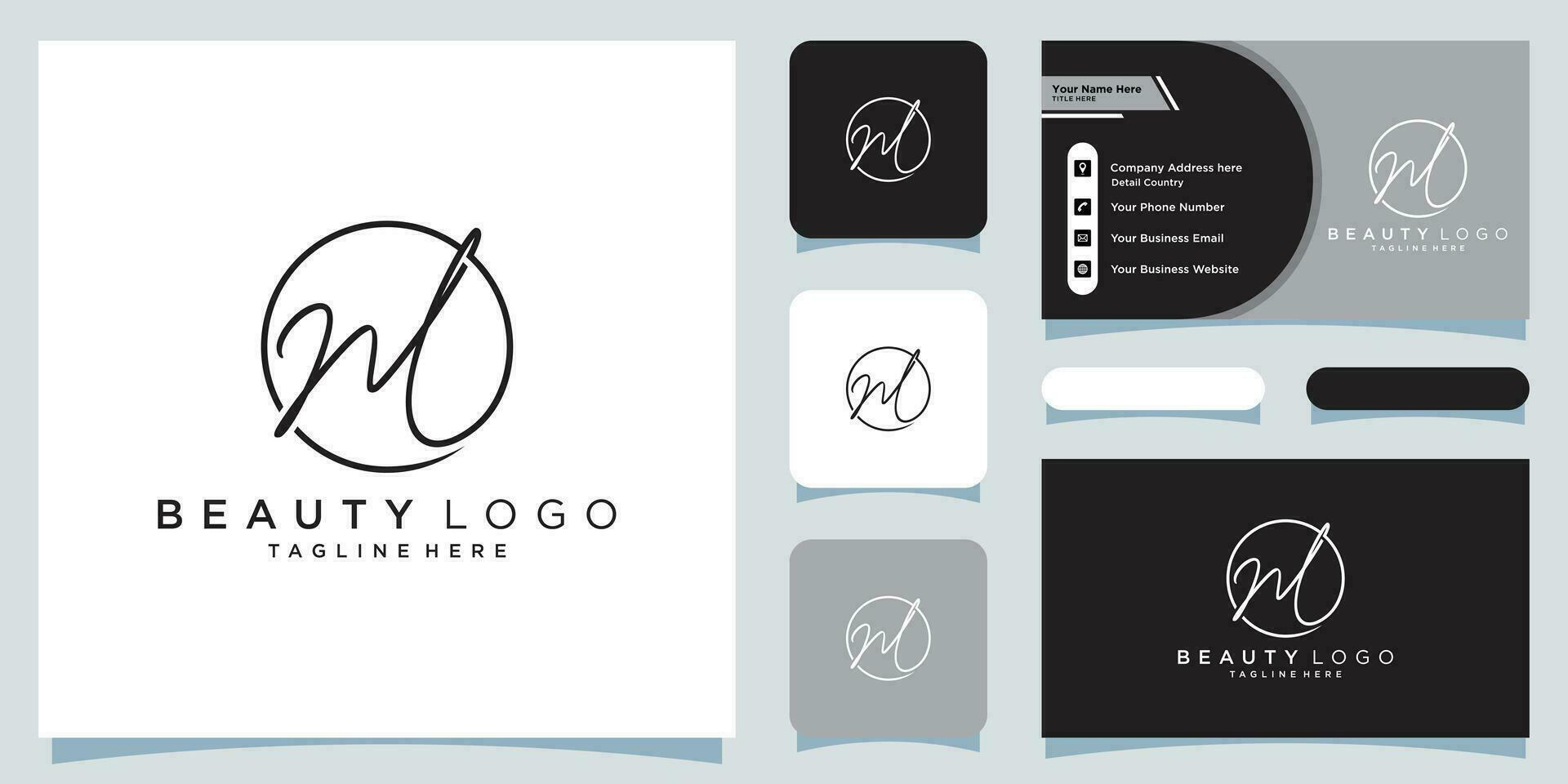 ml första handstil logotyp vektor med företag kort design premie vektor