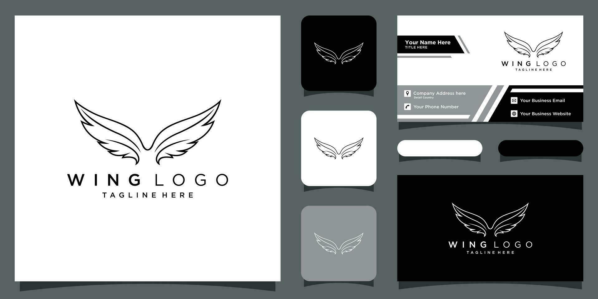logotyp vinge mall vektor ikon illustration design med företag kort design premie vektor