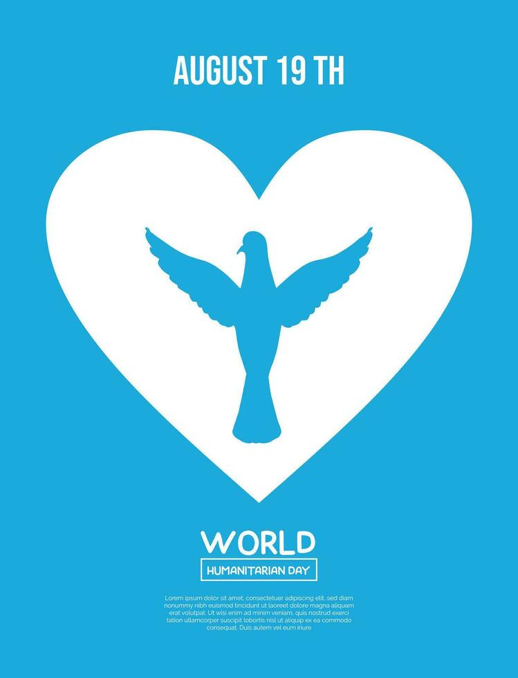 Design zum Welt humanitär Tag, Frieden Tag, Welt Herz Tag, Welt Tag, Welt Freundlichkeit Tag, Welt Gesundheit Tag, usw. vektor
