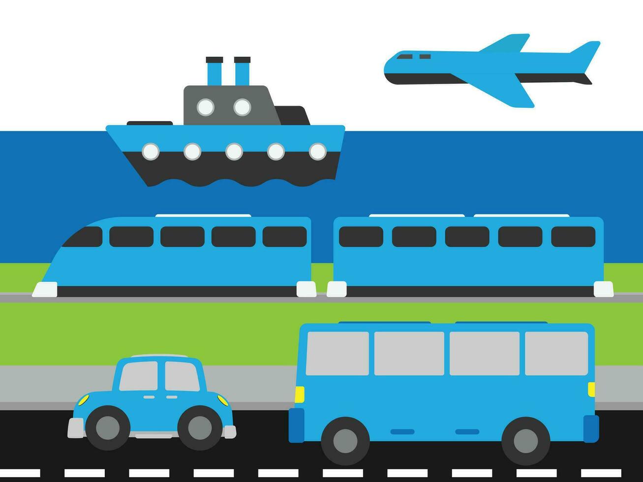 illustration av en landa, hav och luft transport fordon vektor