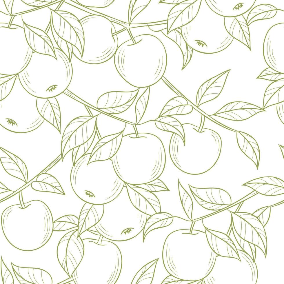 Linie Kunst Apfel Vektor Muster