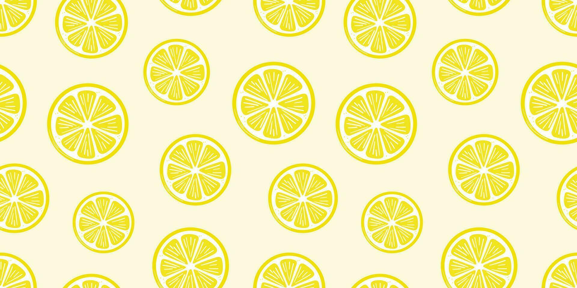 Zitrone Scheibe Vektor Hintergrund, nahtlos wiederholen Muster Hintergrund mit Zitrusfrüchte Obst Scheiben