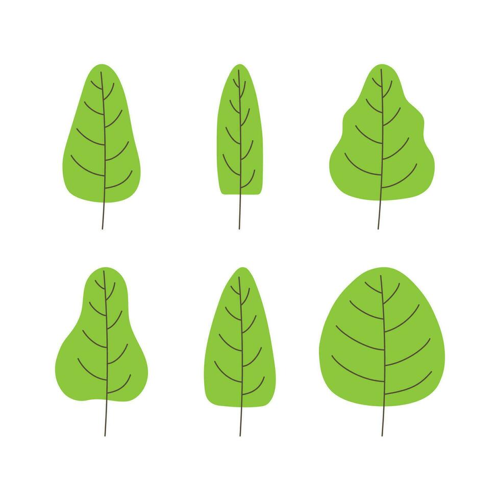 grön träd element platt design isolerat vektor illustration.