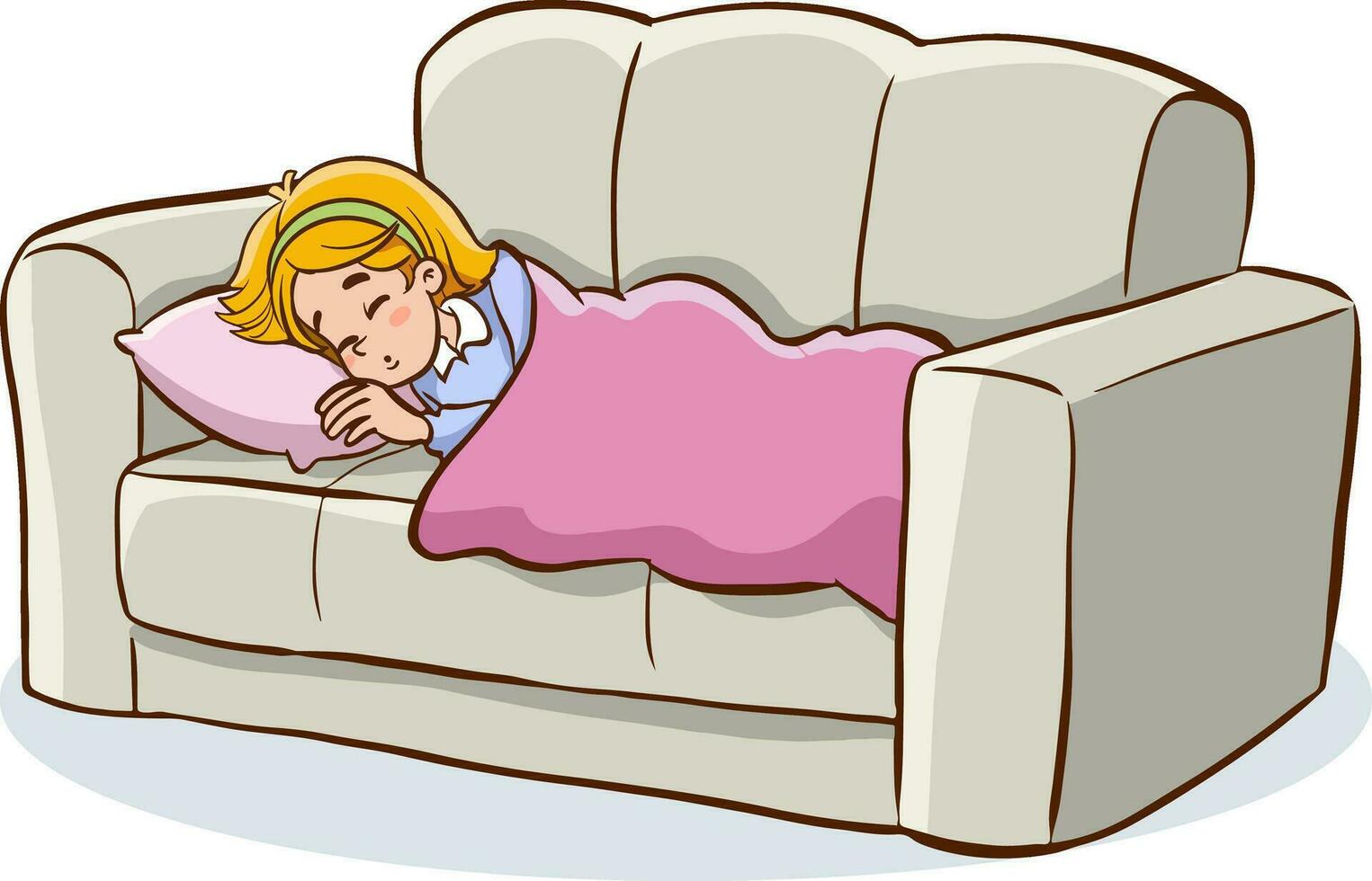 Kinder Schlafen auf Sofa Vektor Illustration