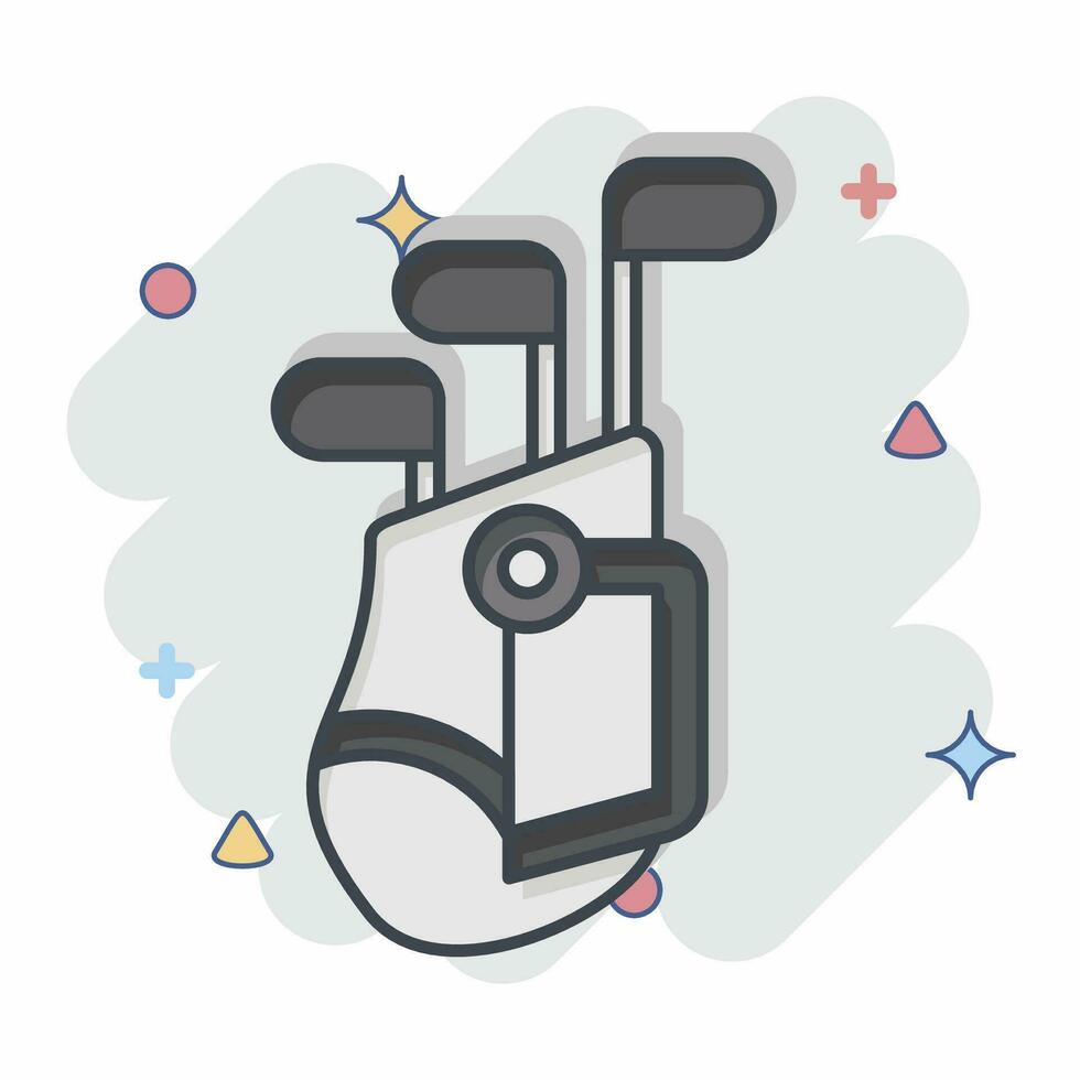 ikon golf väska. relaterad till golf symbol. komisk stil. enkel design redigerbar. enkel illustration vektor