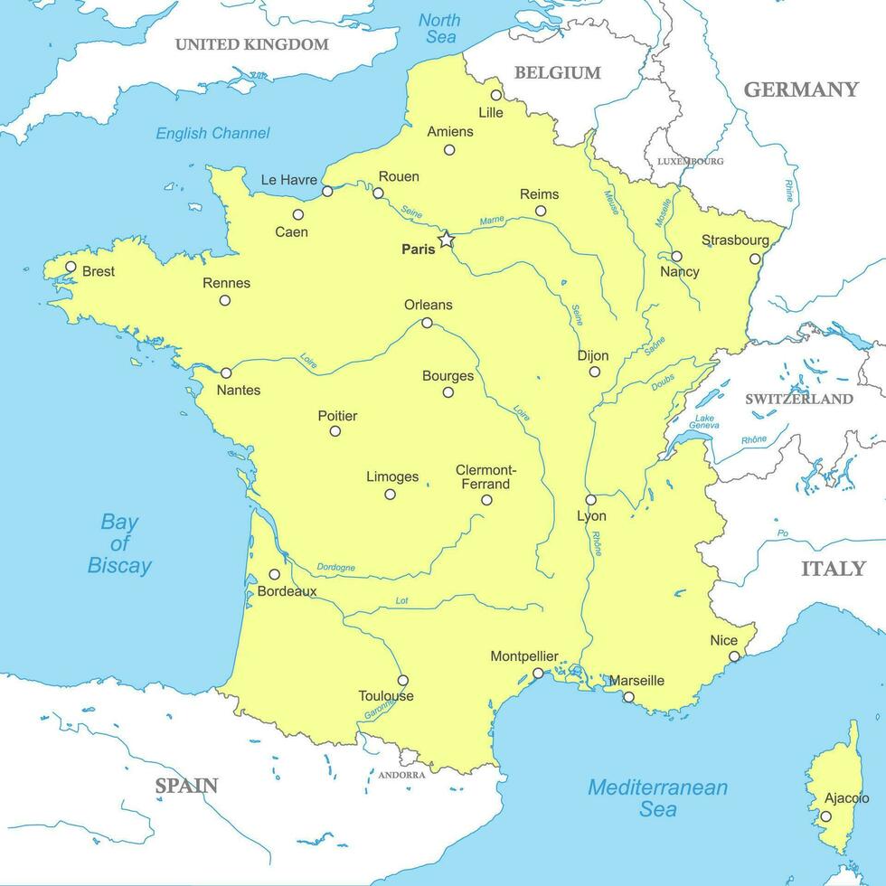 politisch Karte von Frankreich mit National Grenzen vektor