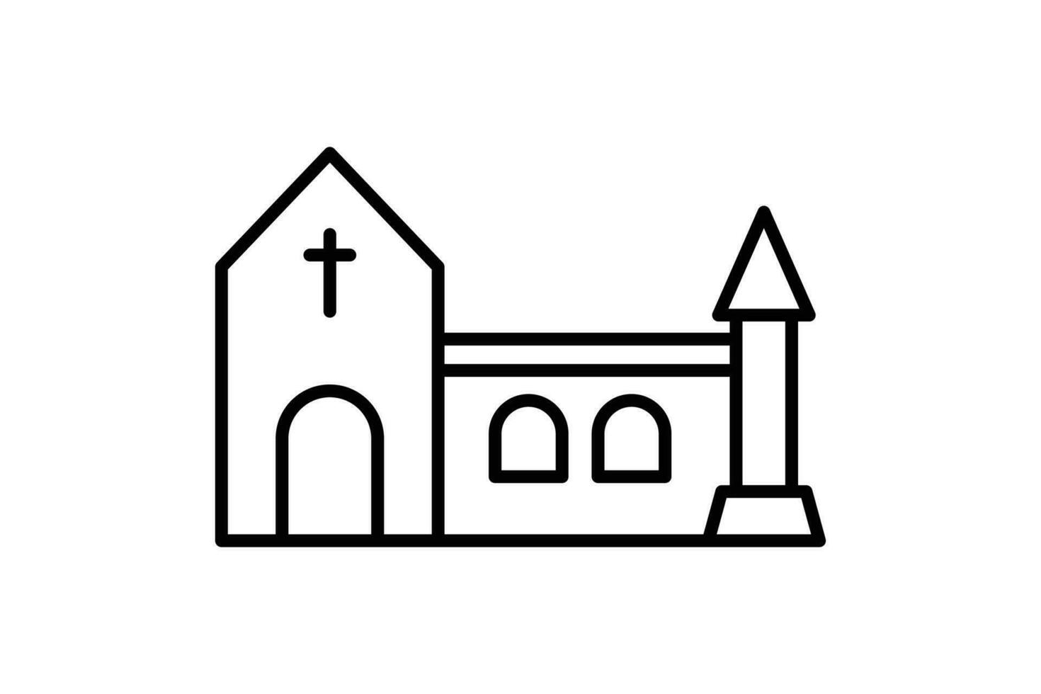 kyrka byggnad ikon. ikon relaterad till kloster, religion, byggnad. linje ikon stil design. enkel vektor design redigerbar