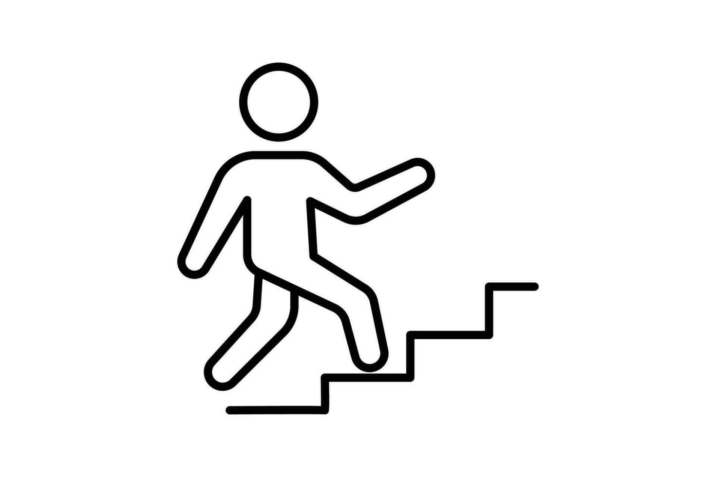 Erfolg Treppe oben Symbol. Menschen gehen oben Stufen. Symbol verbunden zu Karriere, Geschäft steigen, Erfolg. Linie Symbol Stil Design. einfach Vektor Design editierbar