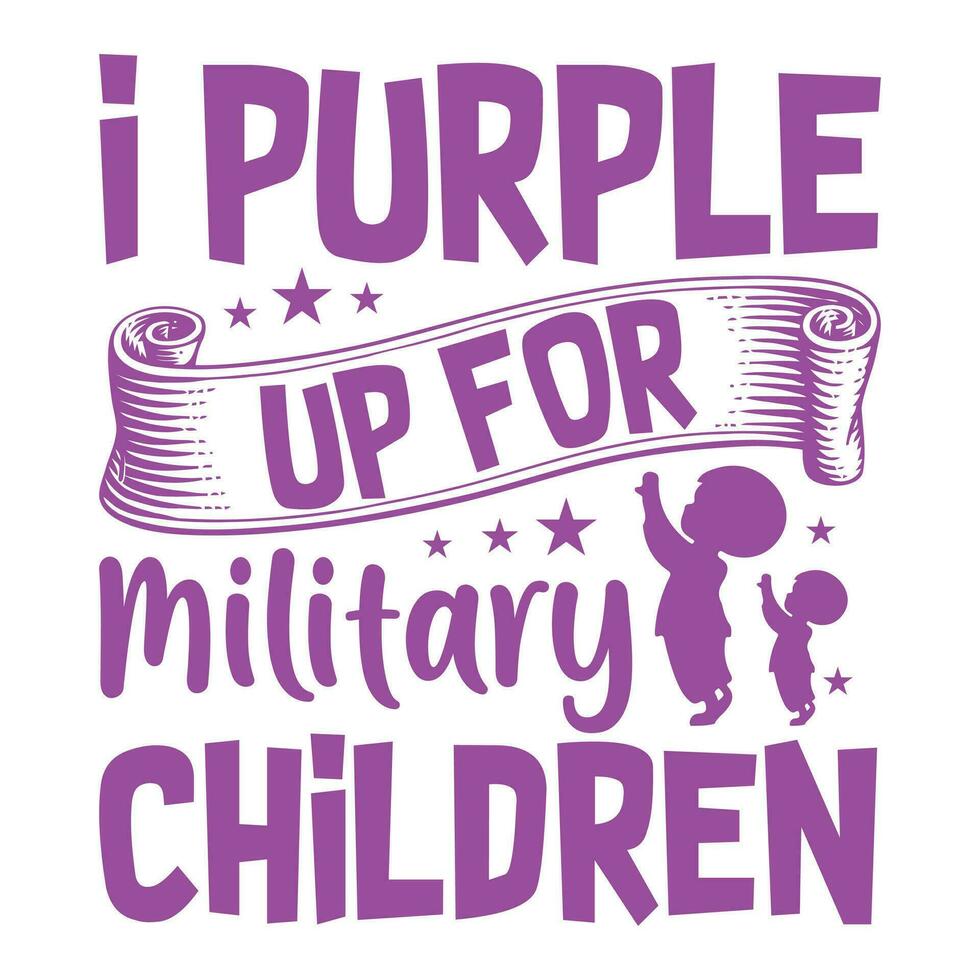 ich lila oben zum Militär- Kinder glücklich lila Tag vektor