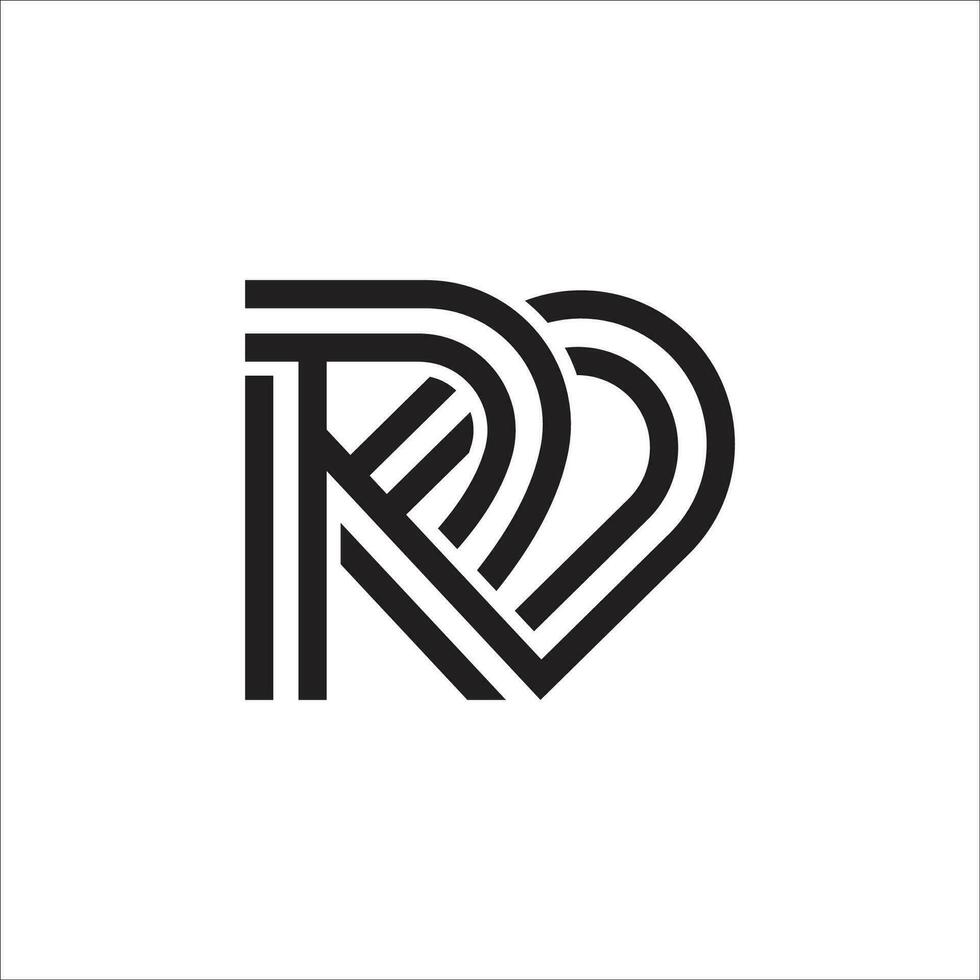 monoline brev rd eller dr logotyp design vektor