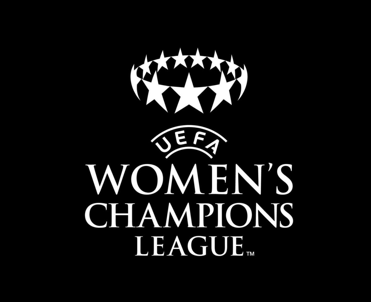 Frauen Meister Liga offiziell Logo Weiß Symbol abstrakt Design Vektor Illustration mit schwarz Hintergrund