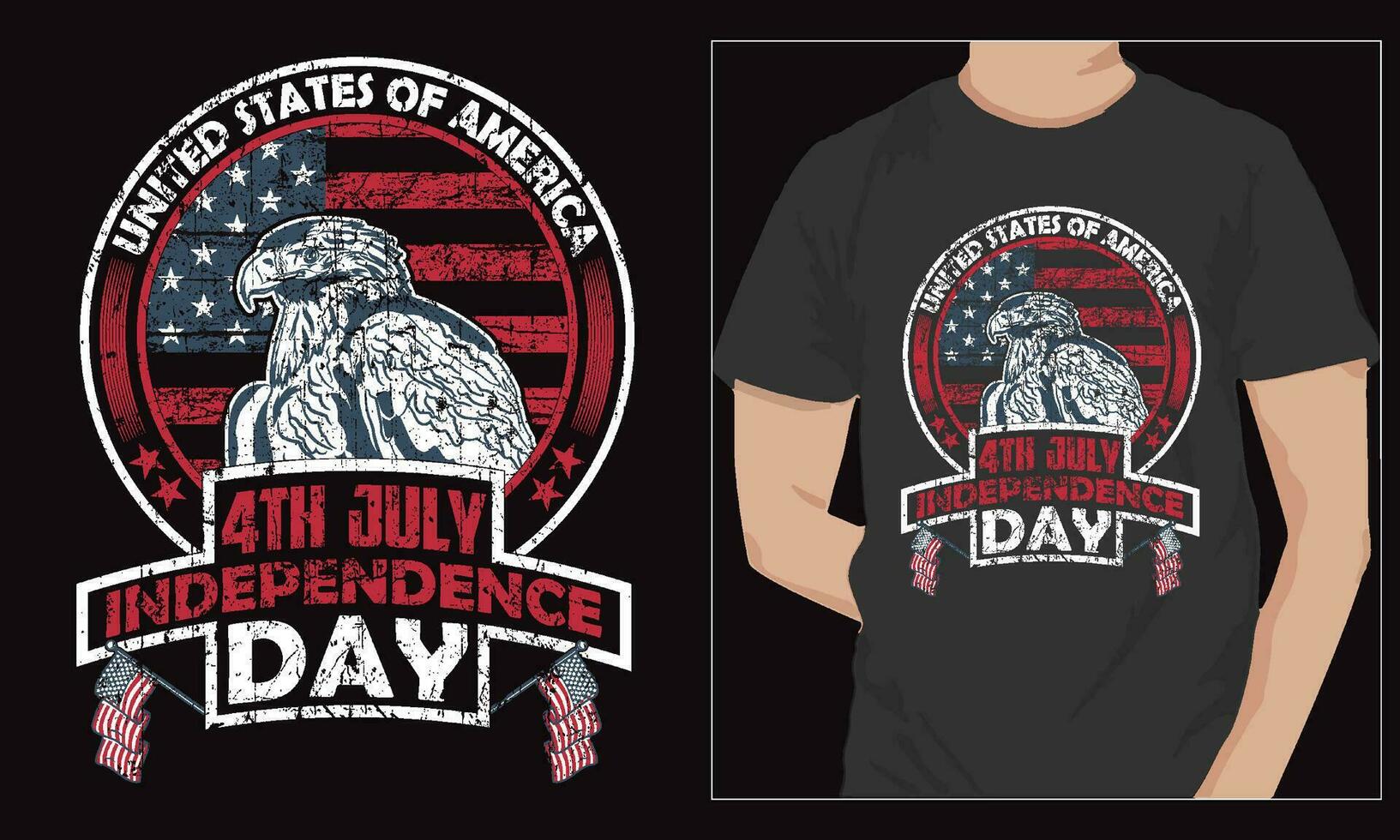 vektor 4:e av juli amerikan Örn med USA flagga oberoende dag tshirt design