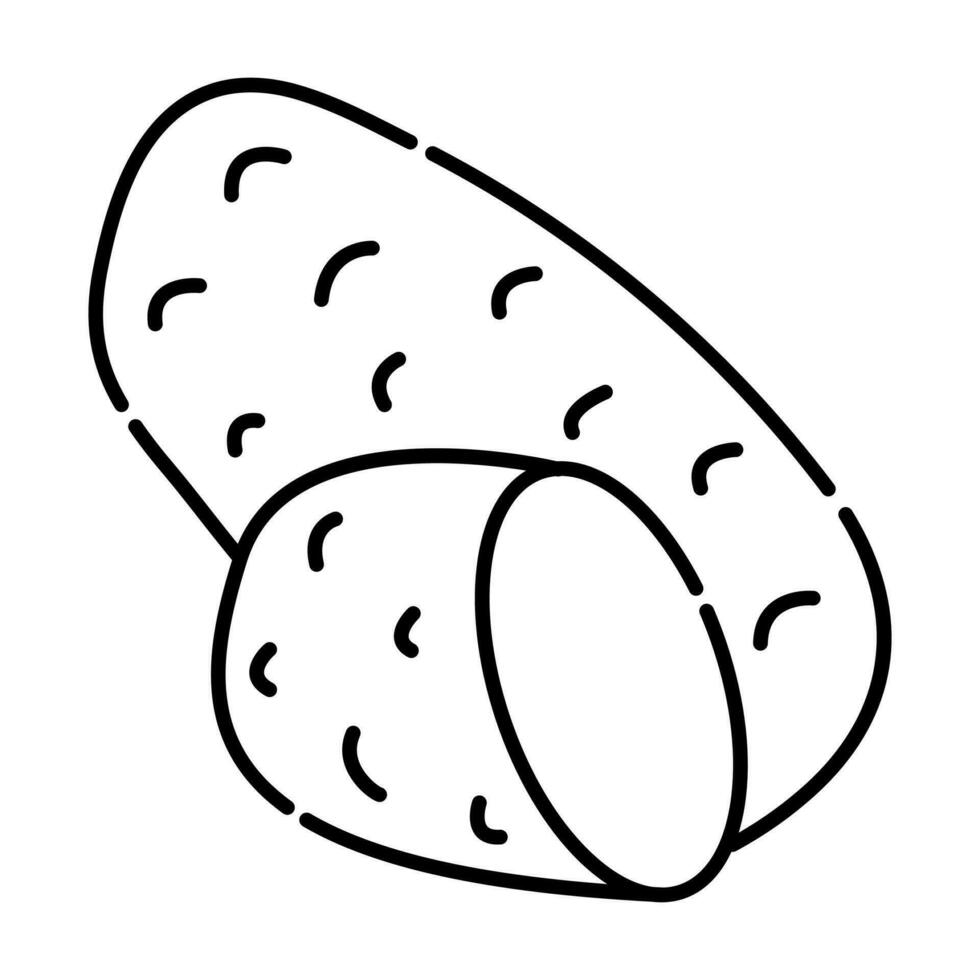 Kartoffel schwarz und Weiß Vektor Linie Symbol