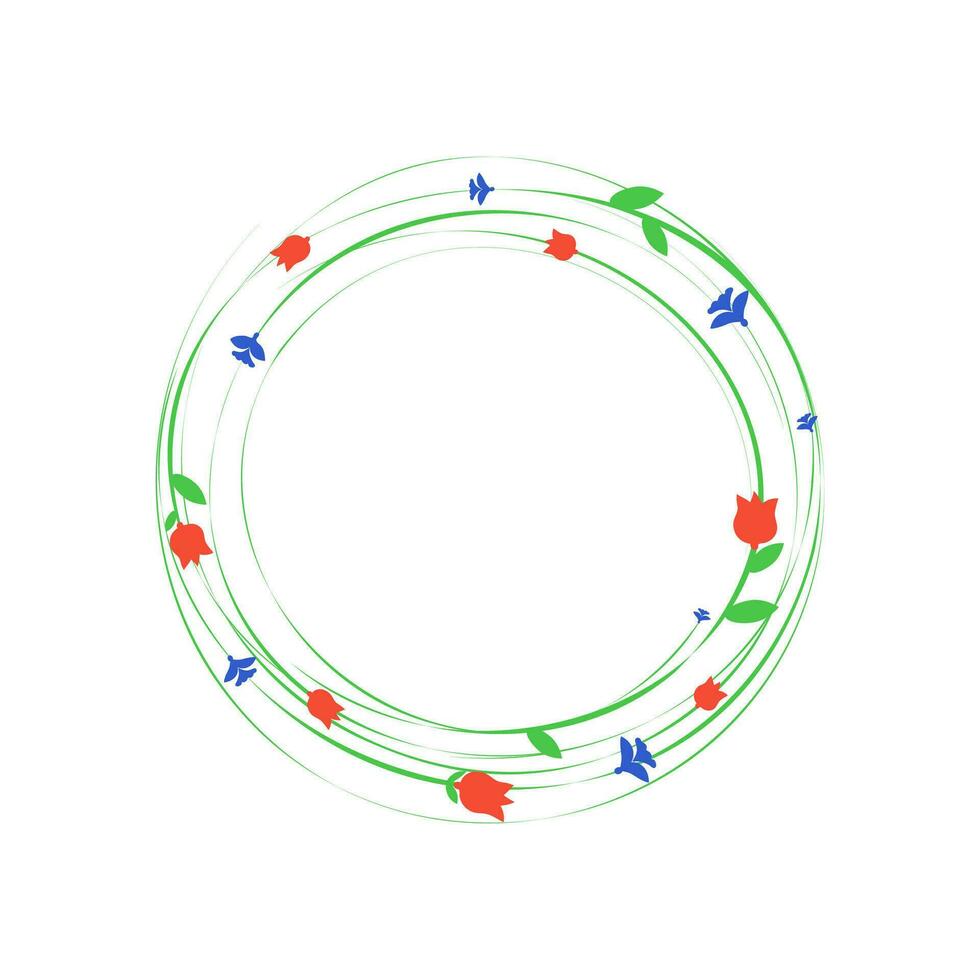 Rahmen runden Blumen. Blumen , Gekritzel. Vektor Illustration auf Weiß isoliert Hintergrund.