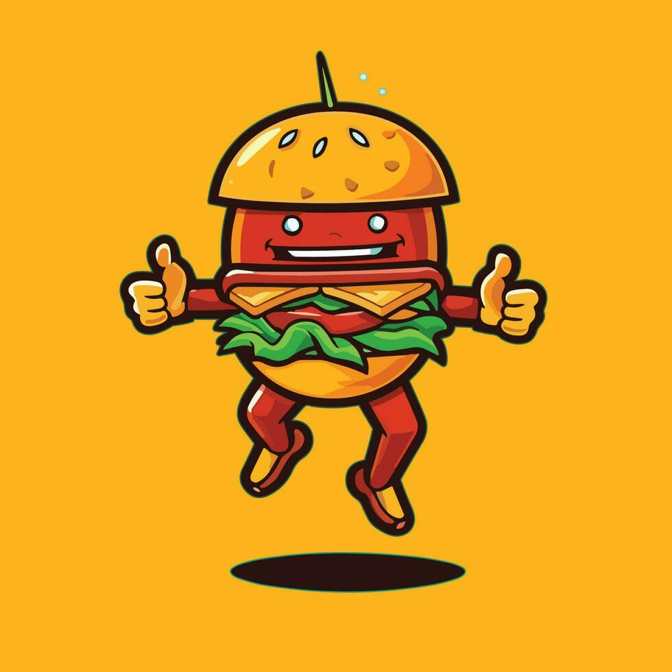 Lycklig burger maskot logotyp vektor