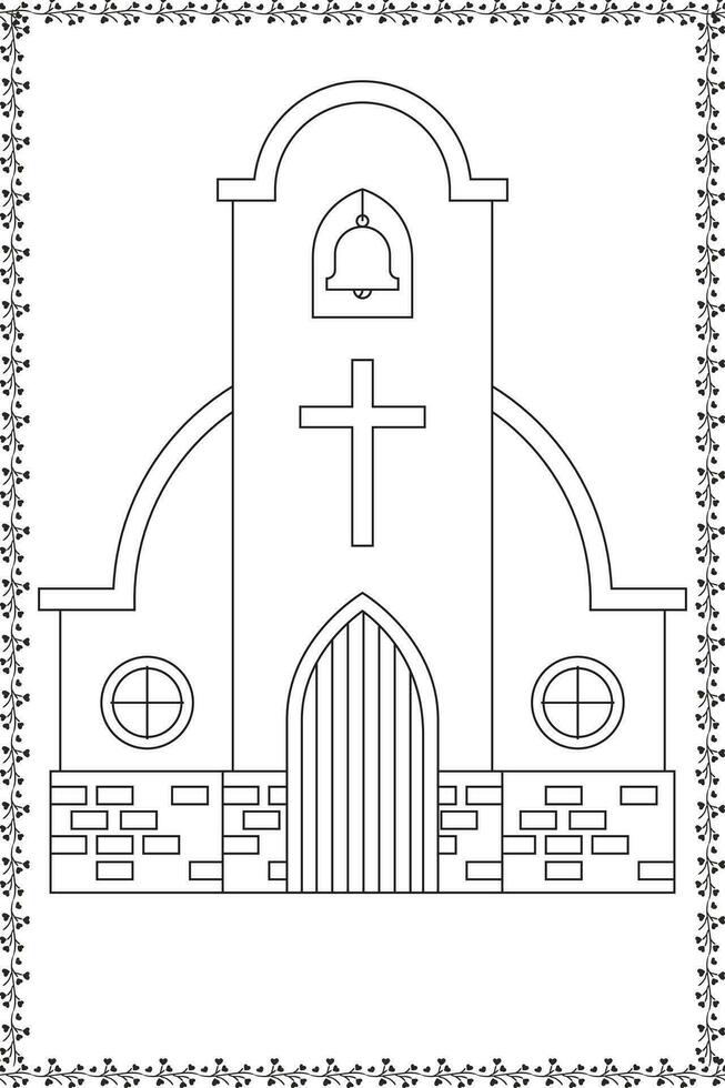 Christian Kirche Färbung Seite Illustration zum Kinder vektor