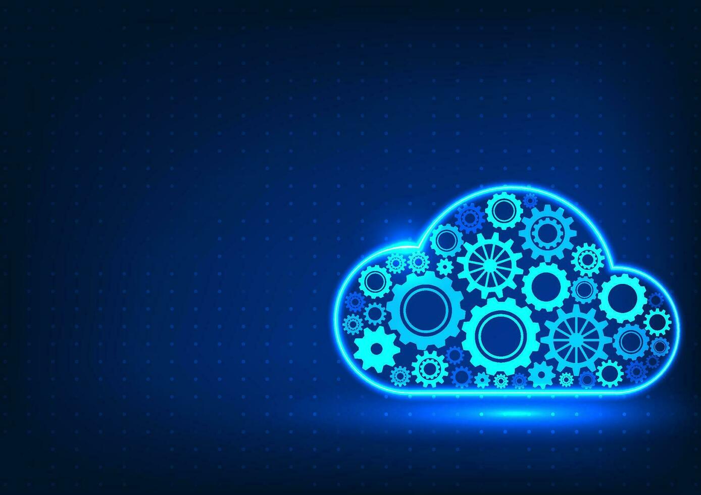 Wolke Technologie mit Getriebe Zahnräder Innerhalb das Wolke Fahrt Daten Getriebe und wird bearbeitet von Daten Sammlung. durch das Internet Wolke Technologie Konzept Das allmählich fährt Geschäft Fortschritt. vektor