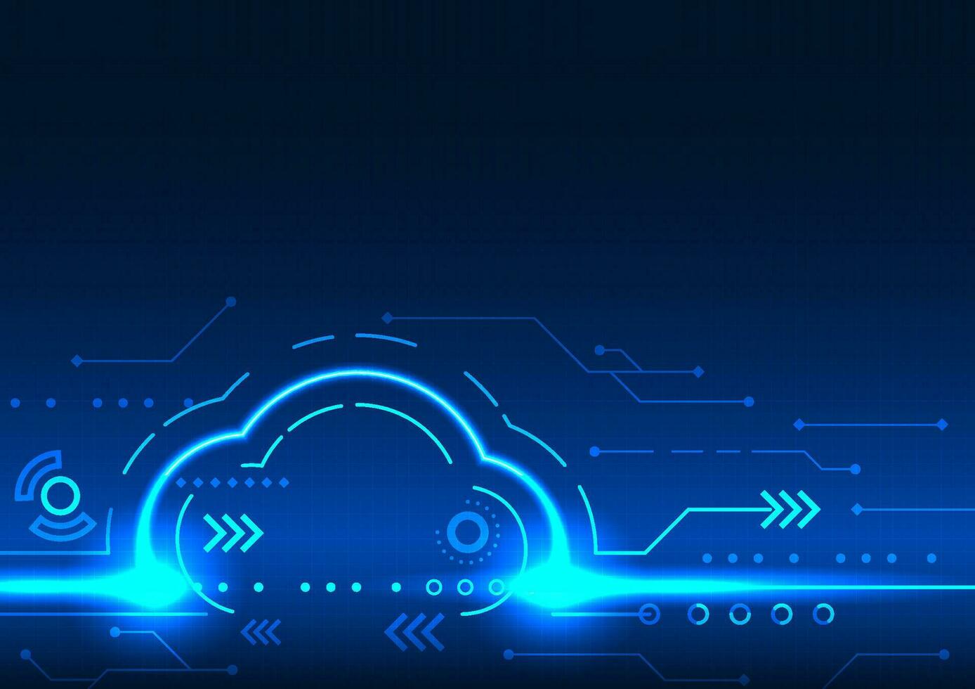 Technologie Wolke mit Technologie Schaltkreis Tafel das Konzept von Senden Daten in das Wolke System ist ein Technologie zum Speicherung wichtig Daten und Teilen es mit Geschäft Partner. verwenden Elemente. vektor