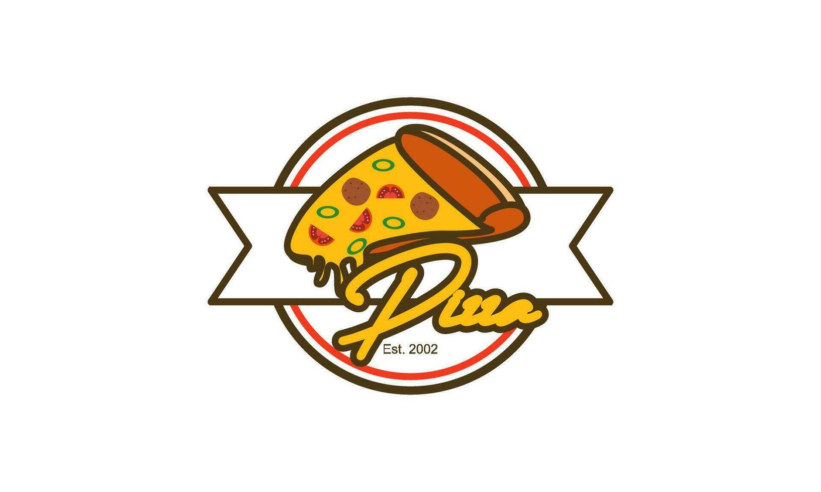pizza Kafé logotyp emblem för snabb mat restaurang vektor