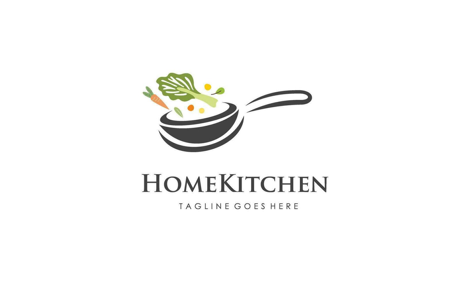 Zuhause Küche Logo mit Topf voll von gesund Gemüse und Vitamine Logo vektor
