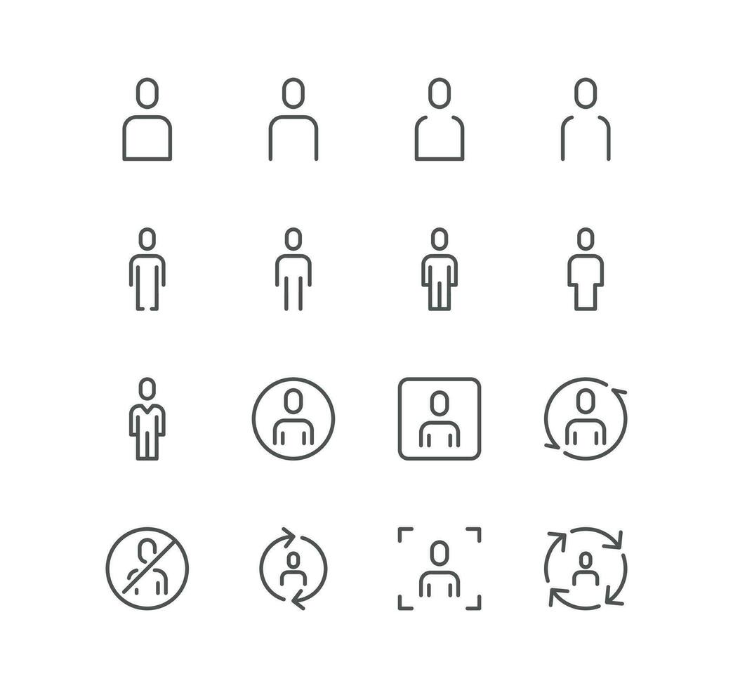 uppsättning av människor relaterad ikoner, manlig, kvinna, profil, personlig, företag människor, grupp, ledare, mänsklig och linjär mängd vektorer. vektor