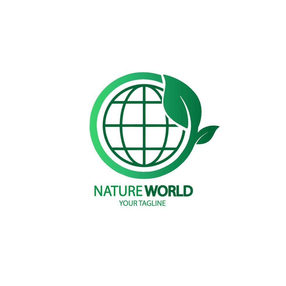 Design Logo Natur Welt mit Blatt Vektor Illustration