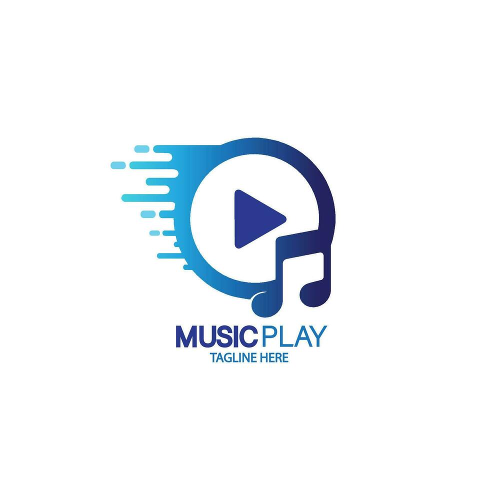 Design Logo Musik- abspielen mit Musical Ton Vektor Illustration
