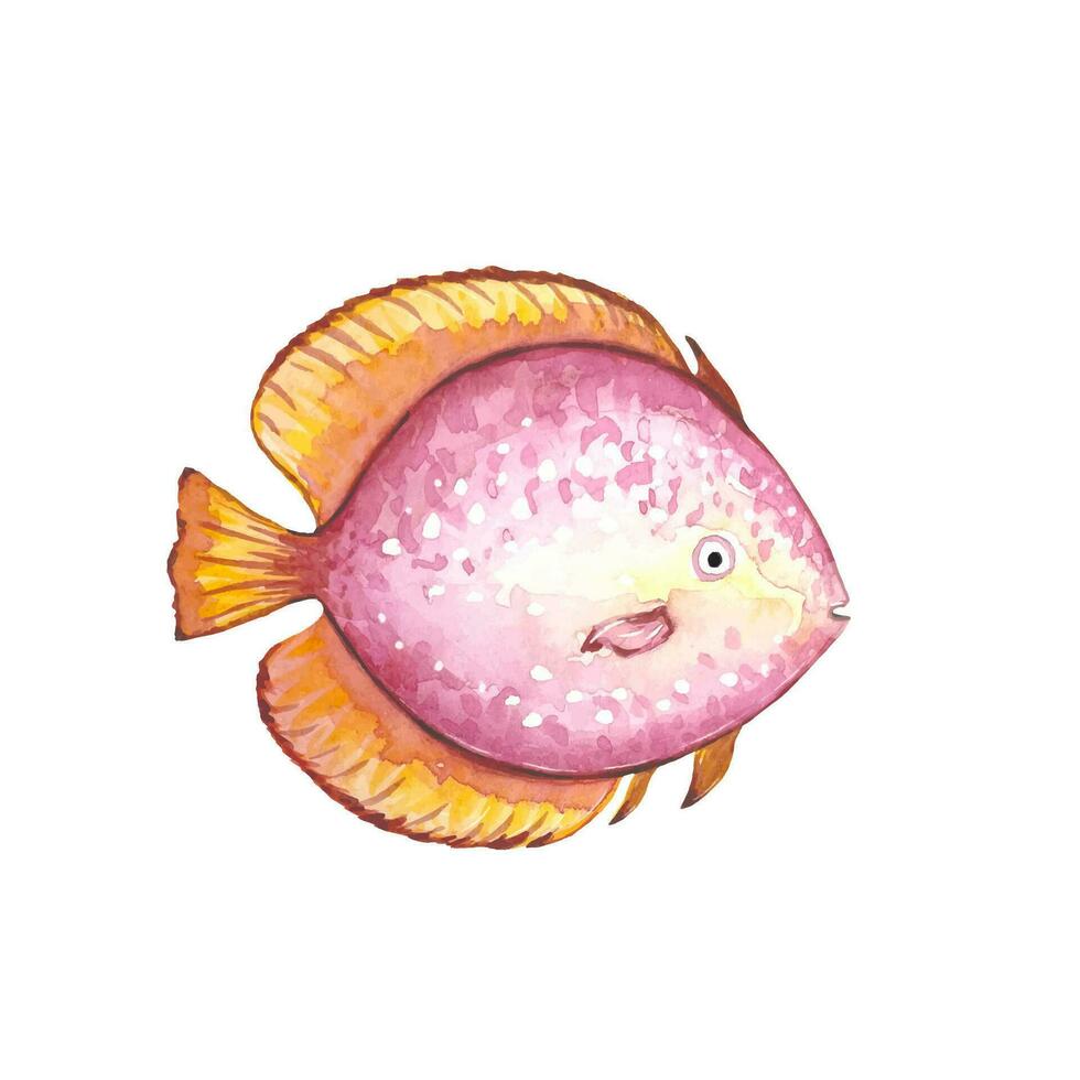 abstrakt rosa med gul fisk, vattenfärg illustration vektor