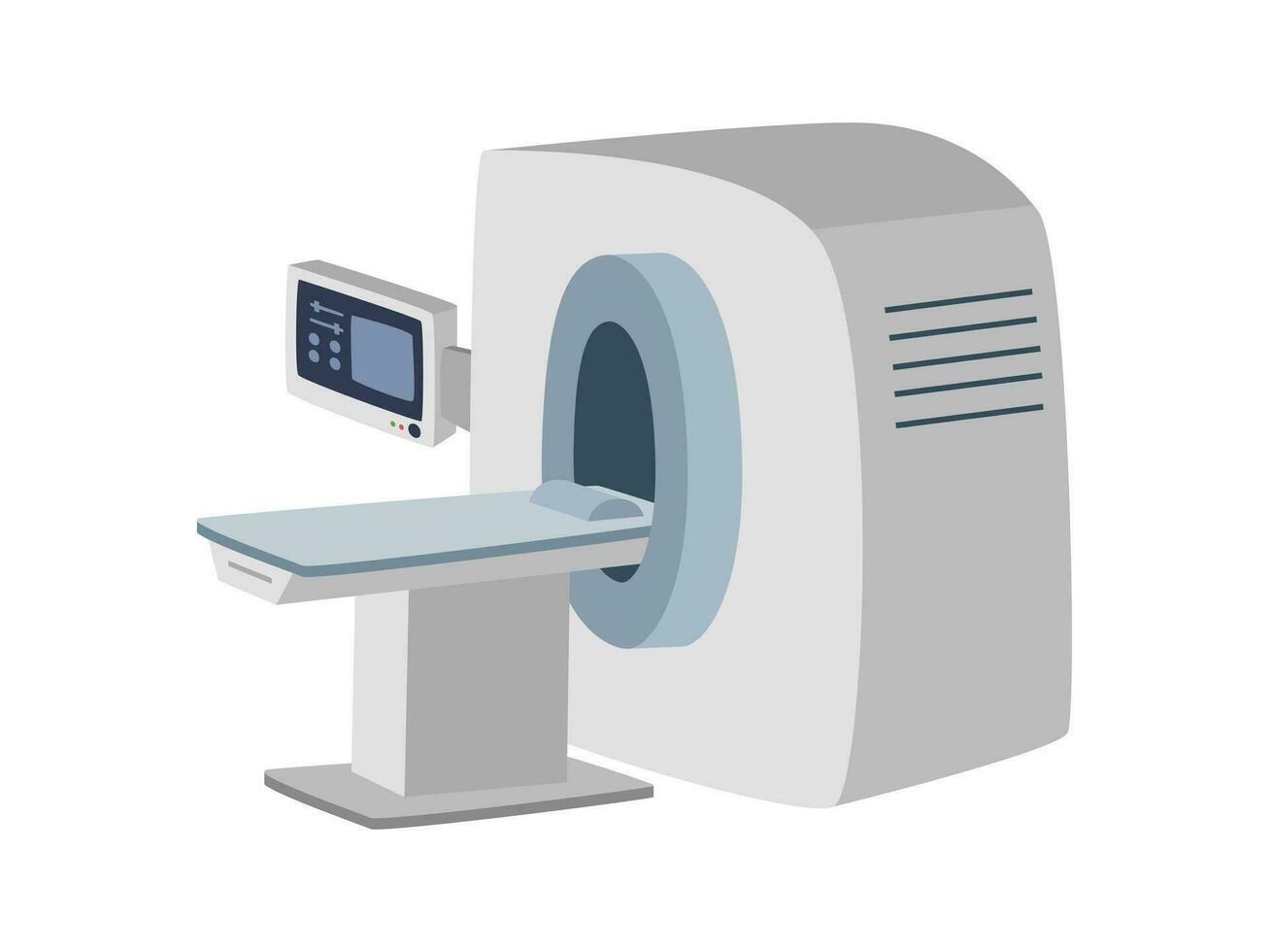 ct scanner eller mri scanner ClipArt tecknad serie stil. beräknad tomografi scanner, magnetisk resonans avbildning platt vektor illustration hand dragen klotter stil. sjukhus och medicinsk Utrustning begrepp