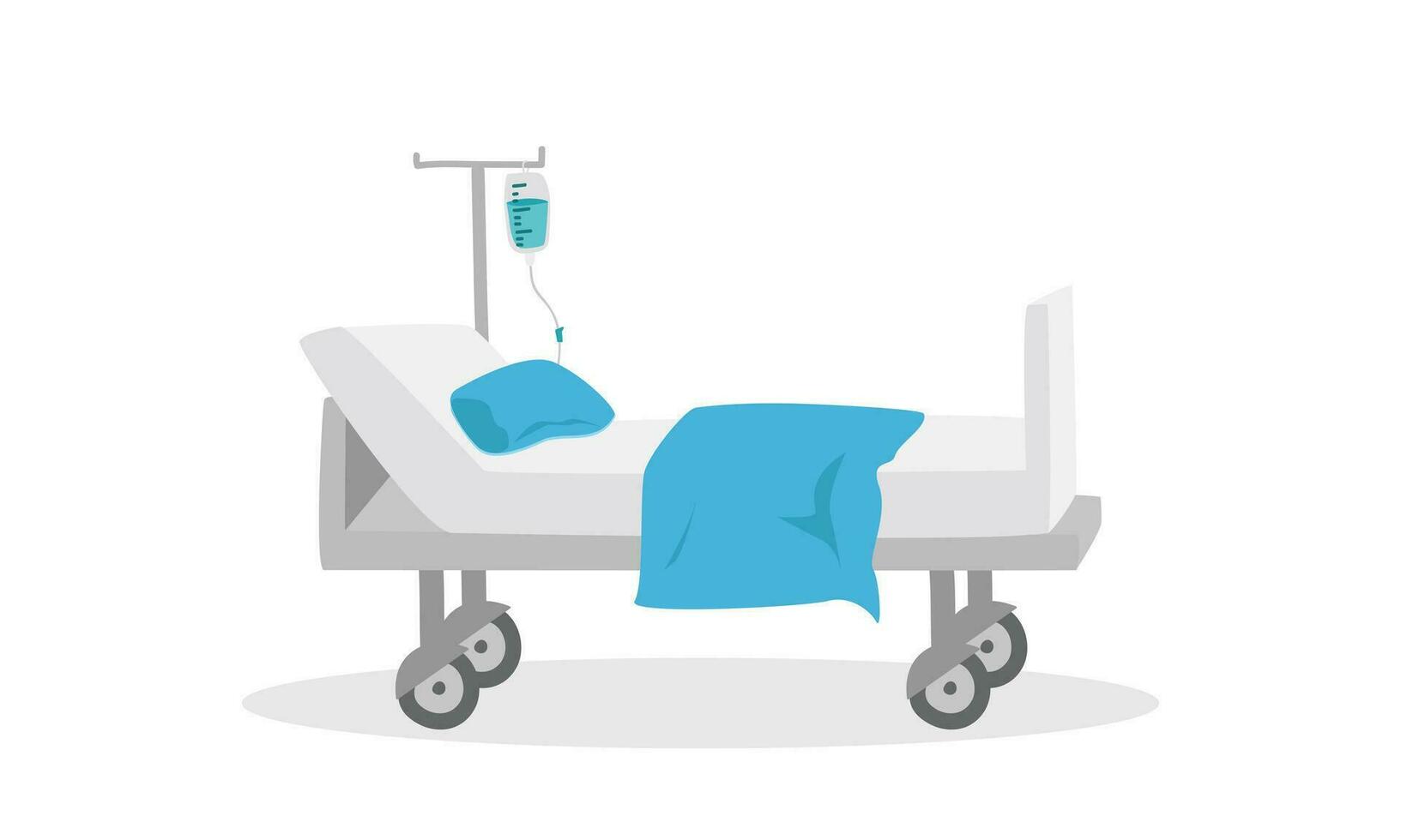 Krankenhaus Bett Clip Art Karikatur Stil. einfach medizinisch Bett mit iv Flüssigkeit eben Vektor Illustration Hand gezeichnet Gekritzel Stil. geduldig Bett. Krankenhaus und medizinisch Konzept