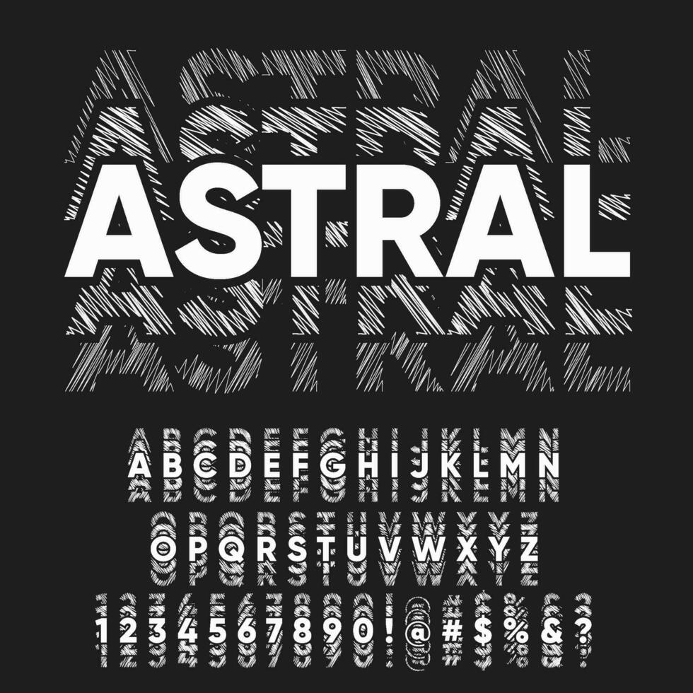 abstrakt astral kopia eko font effekt samling uppsättning vektor