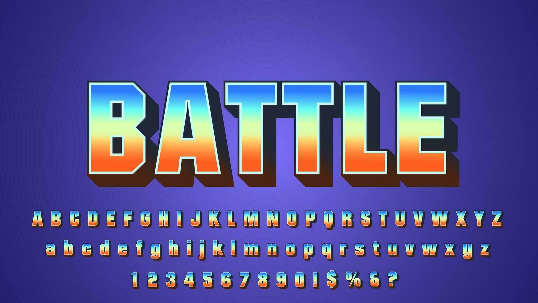 spel titel mot slåss redigerbar text effekt alfabet uppsättning samling vektor