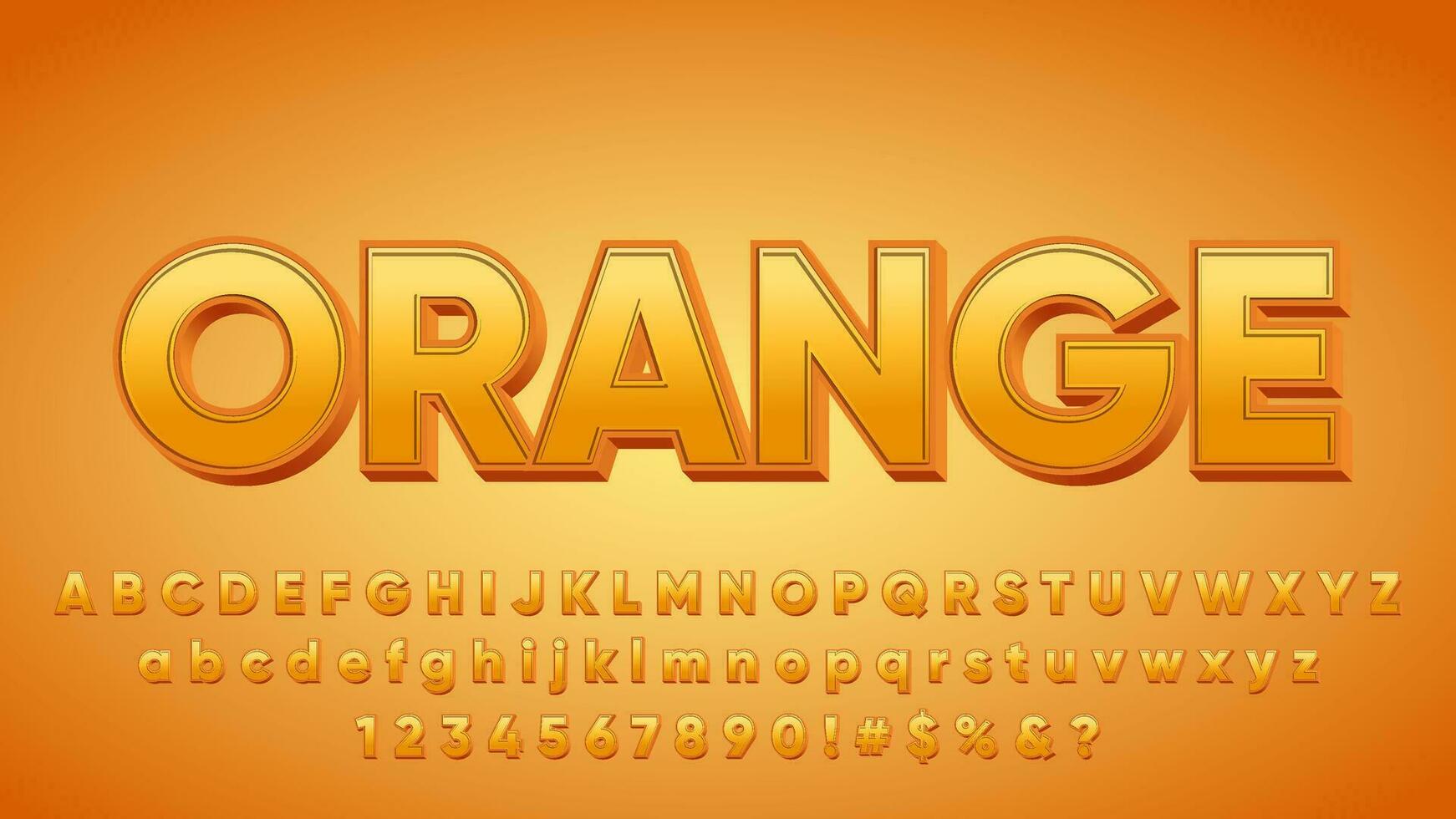 3d modern Fett gedruckt Orange Alphabet Sammlung einstellen vektor