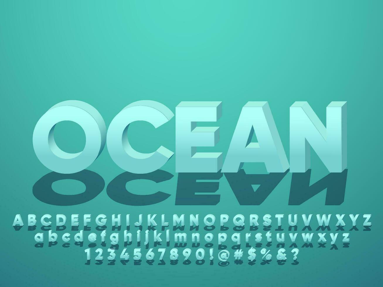 3d Blau Ozean modern elegant Text bewirken mit Schatten vektor