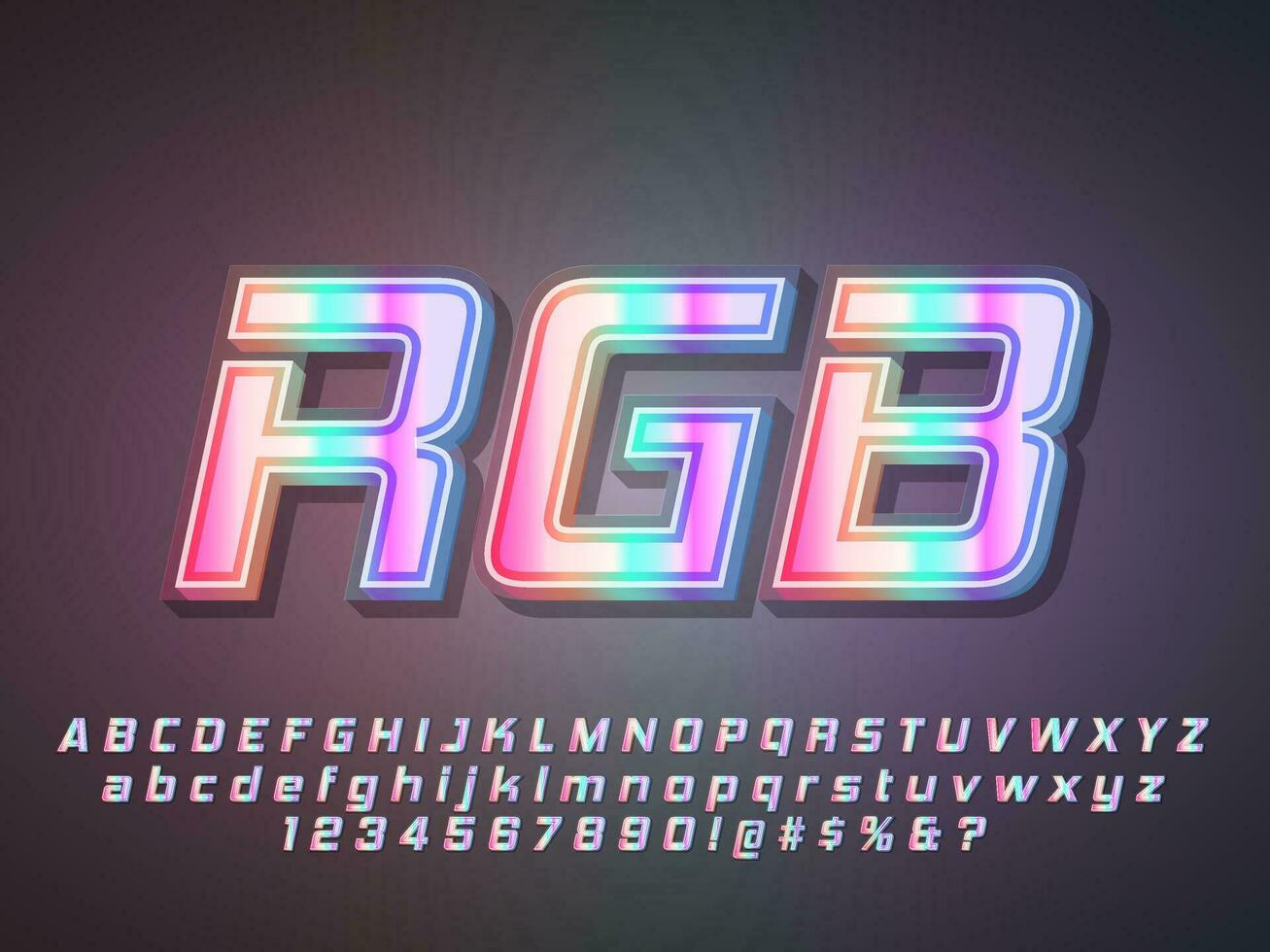 regnbåge gaming rgb neon lysande ljus text effekt vektor