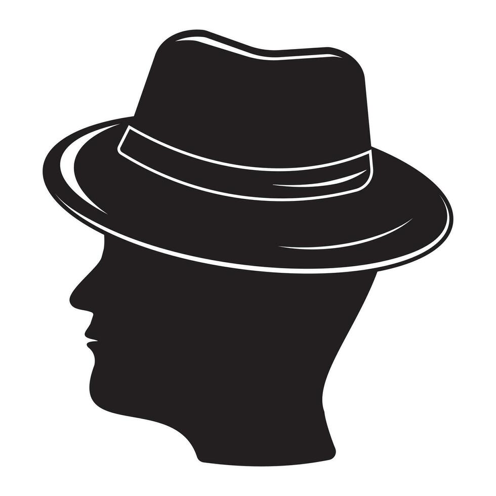 silhuett av en man i en hatt, isolerat vektor illustration i svart, ikon