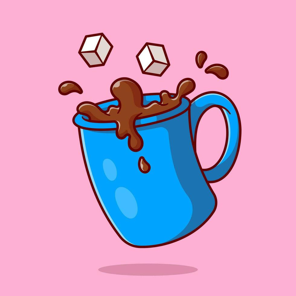 Kaffee mit Zucker Karikatur Vektor Symbol Illustration. Essen und trinken Symbol Konzept isoliert Prämie Vektor. eben Karikatur Stil