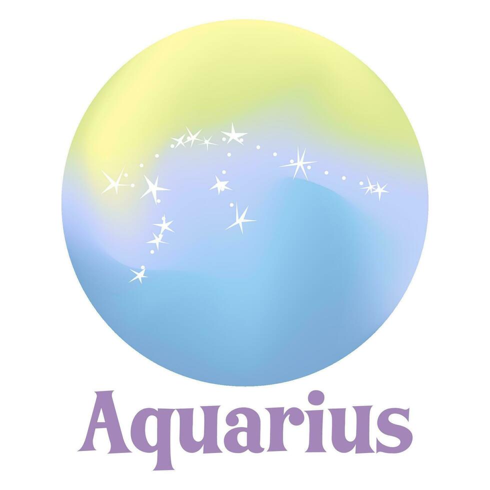 zodiaken tecken på en holografiska lutning bakgrund. astro horoskop. konstellation vattumannen. stock vektor illustration